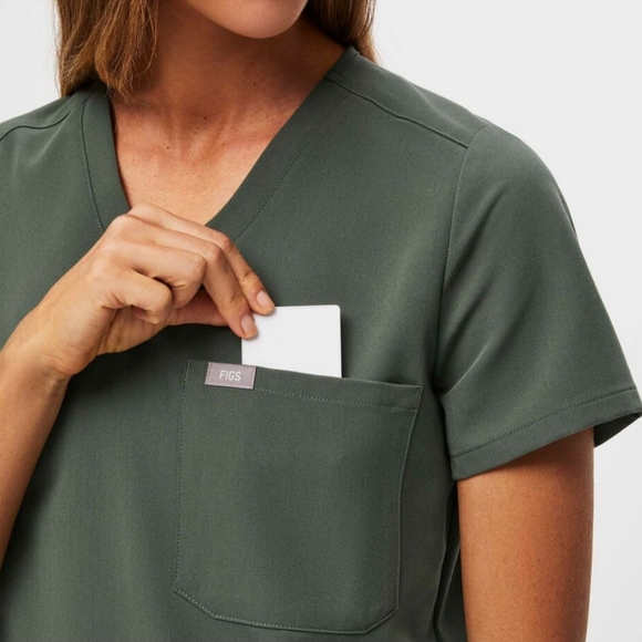 FIGS Catarina scrub top, Large Color:Moss - Picture 2 of 2